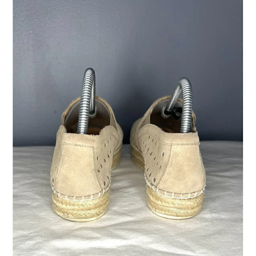 Steve Madden Suede Leather Espadrille Platform Shoes 8 Tan Cottagecore Boho Cute